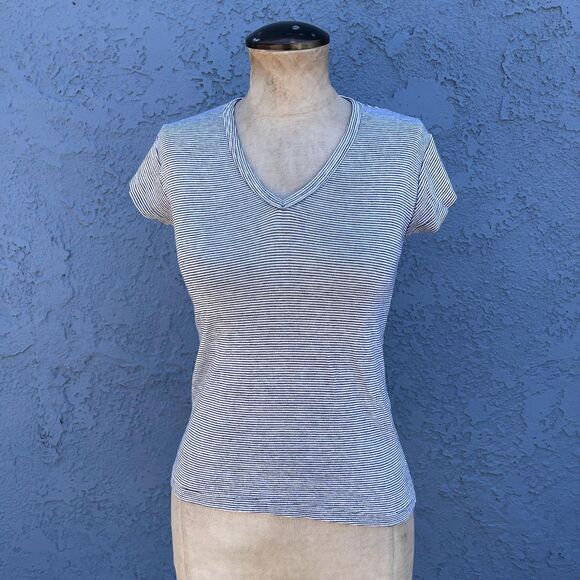 1980s Striped Baby tee Size M/L Retro T-shirt Scoop neck - Picture 2 of 10